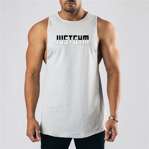 Erkekler Vücut Geliştirme Tank Üst Gym Egzersiz Spor Pamuk Kolsuz Gömlek Koşu Giysileri Kas Stringer Singlet Yaz Casual Yelek 210421
