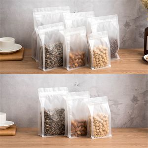 Fosco levante-se saco de zíper de plástico fosco translúcido bolsa de fundo liso cheirar cheiro de café Snack de café biscoito sacos de armazenamento de alimentos bolsas de embalagem reutilizável