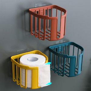 Simplicity Tissue Storage Rack Self-adhesive Hanging Toilet Paper Napkin Case Kitchen Office Hollow Organize Holder