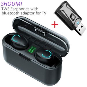 Hörlurar hörlurar TWS öronproppar trådlösa stereo vattentäta CVC brusreducering headset med MIC CHARGE BIN Bluetooth-adapter hörlursfoder