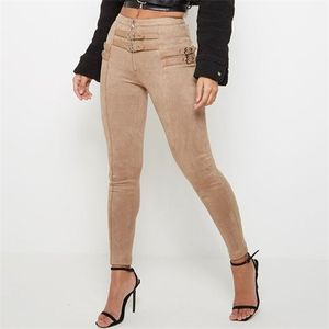 Один кусок черный хаки тощие брюки тела для женщин 2021 осень весенняя сексуальная высокая талия твердые длинные брюки Q0801