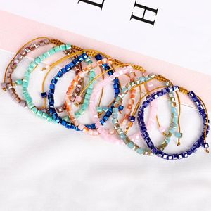 Pulseira boêmia para mulheres joias ajustável charme artesanal frisado corda trançada pulseiras de amizade tornozeleira