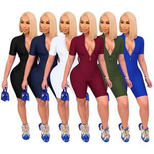 Sommer Jumpsuit Sexy Kurzarm Reißverschluss Y2k Nachtclub Streetwear Fashion Großartikel Großhandel Viele K8719