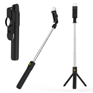 70cm Utdragbar Bluetooth Selfie Stick Fill Light K10-S Vikbara telefonhållare med bakre spegel Trådlösa slutartider för Huawei