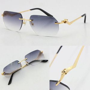 Atacado Óculos de sol Unissex Fashion Leopard Series Óculos de condução de metal Designer de alta qualidade UV400 3.0 Espessura Óculos de lentes de corte de diamante sem moldura