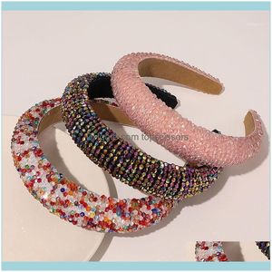 Aessories Araçları ÜrünlerShining Baş Hoop Tam Kristal Geniş Yan Hairbands Rhinestone Boncuklu Saç Büyük Boy Kalın Sünger Kafa Aessories