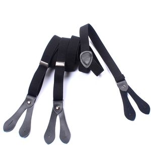 Style Unisex Leather Black Type Suspenders 6 Button Hole Braces Men Women Elastic Pants tirantes Clothing Accessories