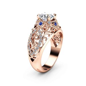 Real 1 Carats Dla Kobiet Ślub Diament 14K Rose Gold Natural Gemstone Bizuteria Biżuteria Ring
