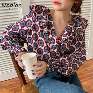 Puppe Kragen Pullover Langarm Bluse Frauen Vintage Print Lose Blusas Arbeit Stil Büro Dame Hemd Feminino Frühling 210422