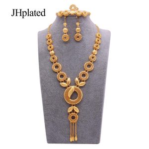 Dubai 24K Fashion Gold Plated Bridal Jewelry Sets Necklace Earrings Bracelet Ring Gift Wedding Jewellery Set Wholesale For Women &