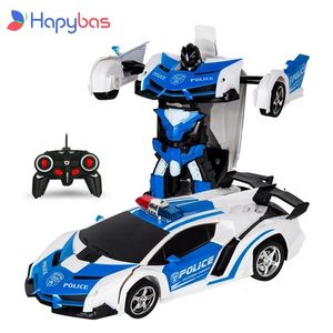 RC Car Transformation Robots Sports Vehicle Model Toys Cool Deformation Kids Gifts For Boys 210809