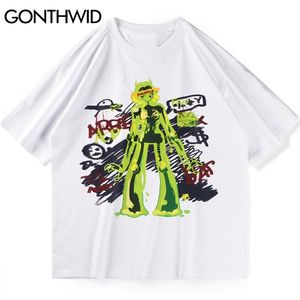 T-Shirts Graffiti Skelett Schädel T-Shirts Hemd Streetwear Hip Hop Harajuku Casual Baumwolle Kurzarm T-Shirts Mode Tops 210602