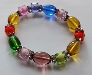 Wholesale colorful glass beads resale online - 10 Handmade Beaded Round Style Vogue mixed colorful Color Glass Beads Stretch Bracelet Bangle