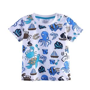 Прыжки метров мальчиков Tees летом 100% хлопок малыш девочки футболка животных напечатанные случайные детские топы детская одежда футболка 210529