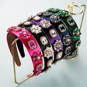 Vintage Renkli Kristal Çiçek Kafa Zarif Sparklr Rhinestone Boncuklu Hairband Kızlar Parti Tiara Taçlar