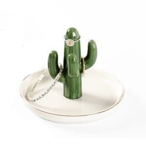 Cactus Jóias Titular de jóias Cerâmica Brincos de anel de prato de bugiganga Dos presente de colar de colar de colar para mulheres meninas de mãe meninas