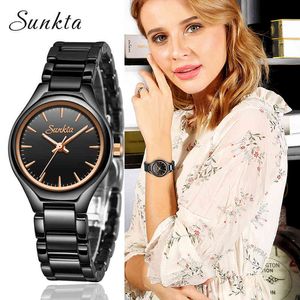 Sunkta Kobiety Zegarki Top Marka Luksusowe Kobiety Dress Business Fashion Casual Wodoodporna Bransoletka Zegarki Zegarek Kwarcowy 210517