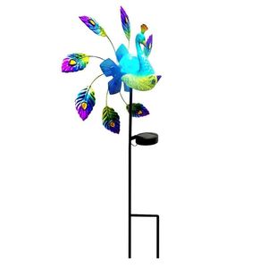 Solar Lamps Peacock Light Wind Spinners Wrought Iron Painted Decorative Stakes Lamp Windmill Home Yard Garden Ornament