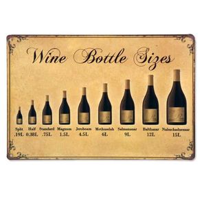 Wholesale wine home decor for sale - Group buy Metal Tin Signs Wine Bottle Sizes Vintage Home Decor Shabby Chic Wall Poster Iron Plates Bar Cafe Pub Decoration x20cm Q0723