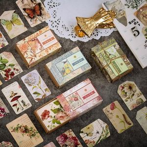 Bookmark 50 Sheets Retro Poetry Series Label Handmade With Vintage Flowers Plants Animals Kraft Paper Card Tags Labels