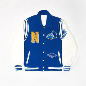 Blue Varsity Jacket Kobiety Streetwear Futbol Amerykański Długi Rękaw Kobiet Bombowiec S Print Baseball S 211014