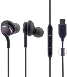 Typ-C Jack hörlurar för Samsung Note 10 Plus S20 Ultra Mobiltelefon Wired Headset i örat USB C hörlurar