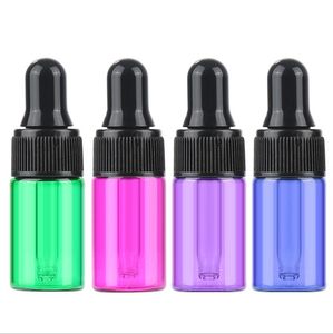 Colorato 1200 pz/lotto Mini Bottiglie di Vetro 1 ml 2 ml 3 ml 5 ml Olio Essenziale liquido Contagocce Bottiglia di Profumo Fiale campione In Vendita