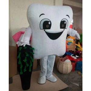 Halloween vit tand maskot kostym toppkvalitet tecknad söta tänder plysch anime tema tecken vuxen storlek julkarneval födelsedagsfest fancy outfit