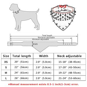 2 breite Haustier-Hunde-Bandana-Halsbänder aus Leder mit Stacheln und Nieten, Schal-Halstuch, passend für mittelgroße und große Hunde, Pitbull, Box253K