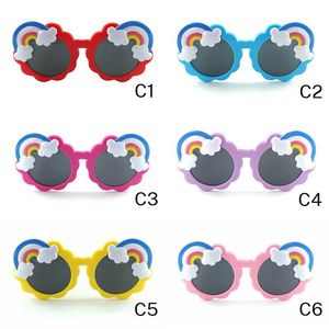 Kinder Sonnenblume plus Regenbogendesigner Sonnenbrille Vollkünstlerische Süßigkeiten Farben Design runde Blumenrahmen Brillen süße Brille für Jungen und Mädchen Großhandel