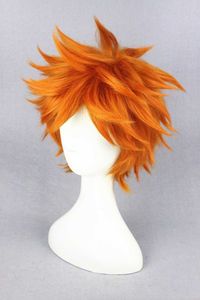 Высокое качество аниме хайкуюу !! Shoyo Hinata Syouyou Cosplay парик Короткие Оранжевые вьющиеся Теплостойкие синтетические волосы S + Cap Y0913