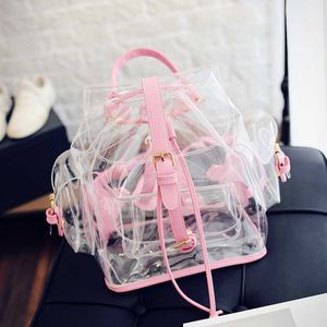 2021 New Jelly Shoulder Bag Transparent Bags Korean Version Casual Female Bag Clear Personalized Backpacks BAGM6163 X0529