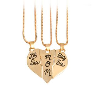 Chains Lettering Necklaces For Women "Little Sis MOM Big Sis" Love Heart Pendant Family Necklace Jewelry 3Pcs/Set1