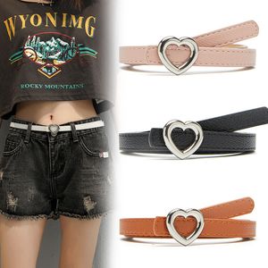 S2748 Spring Europe Women's Decoration Slim Dress Jeans Belt Eyes Metal Needle Heart Buckle Simple PU Leather Belts