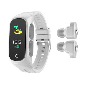 2 IN1 이어폰 스마트 시계 N8 심박수 피트니스 트래커 혈압 모니터 SmartWatch
