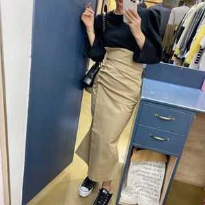 Korean Chic Slim Wrap Hip Side Single Breasted Irregular Mermaid Skirts Women Personality All-match Retro Casual Faldas Mujer 210610