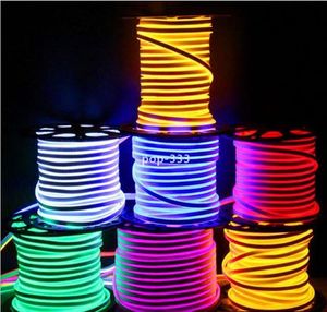 220V NYHET LED Toys Strip Lights Vattentät IP65 Flexibel SMD2835 120 LED-lampor Båda sidan Glödande Hög Ljus 8 Färger Neon Light Partihandel 50m +