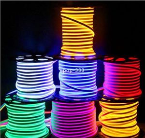 220V Newly LED Toys strip lights waterproof IP65 flexible SMD2835 120 leds both side glowing high bright 8 colors neon light wholesale 50m+