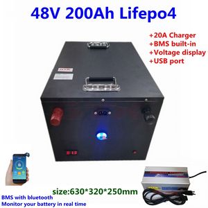 GTK 48V 200Ah Lifepo4 litiumbatteri för UPS Backup System Street Lighting System EV Power Station Solar System + 20A laddare