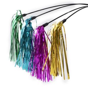 Cat Toys 3PCS Teaser Wand Crinkle Tassel Colorful Ribbon With Bell Sound Interactive Exercise Toy Pet Training