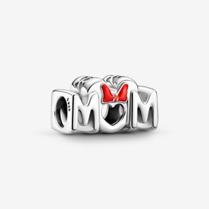 100% 925 Sterling Silver Mouse Bow Mum Charms Fit Oryginalny Europejski Charm Bransoletka Moda Kobiety Zaręczyny Akcesoria Biżuteria