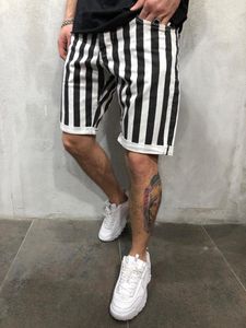 Wholesale black and white plaid shorts for sale - Group buy Men s Shorts Summer Jogging Leisure Elastic Waist Fashion Stripe Black And White Casual Knee Length Plaid Drawstring