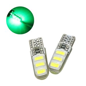 50Pcs/Lot Green Silcone T10 W5W 5630 6SMD LED Car Bulbs For 194 168 2825 Clearance Lamps Interior Dome Door Reading License Plate Lights 12V