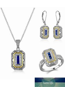 Woman Fashion Art Style Square Stone Necklace Earrings Ring Jewelry Set Bridal Engagement Wedding Gift Factory price expert design Quality Latest Style Original