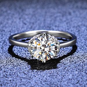 D cor anel moissanite feminino s925 esterlina prata clássico seis-garra redondo 1 jóias de noivado
