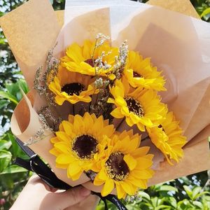 Bouquet di sapone di girasole di fiori secchi Decorazione della casa Bouquet di nozze Puntelli fotografici Regali di festa