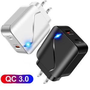 Fast Quick Charging 20W 5V 3A QC3.0 Type c PD USB C charger EU US Wall Chargers For Iphone 15 12 13 14 Samsung Huawei Android phone PC