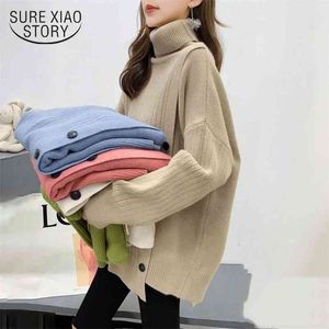 Casual Plus Size Loose Women Sweater Winter Solid Turtleneck Pullover Lady Jumper Stickad Fashion Clothing 11854 210510