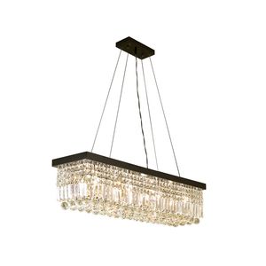 Placa de aço inoxidável lustre de cristal iluminação moderna lâmpada pendurada para decoração luxuosa da sala de jantar em casa