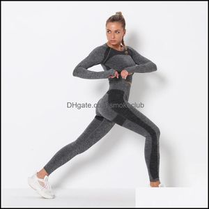 Ćwiczenia Athletic Odzież Odzież Sport Outdoors Yoga Stroje Kobiety Bez Szwu Zestaw Siłownia Odzież Fitness Legginsy Przycięte Koszule Sport Suit